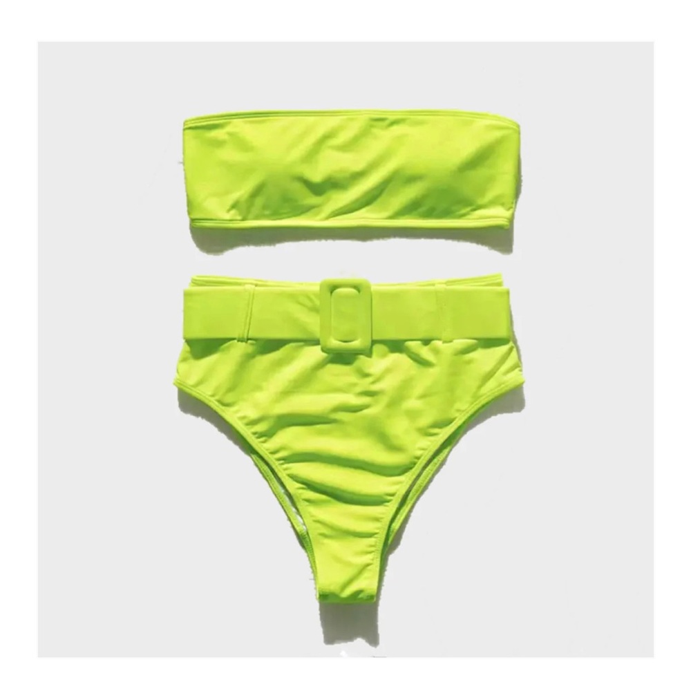 Neon Green High Waisted Swimsuit Bikini
